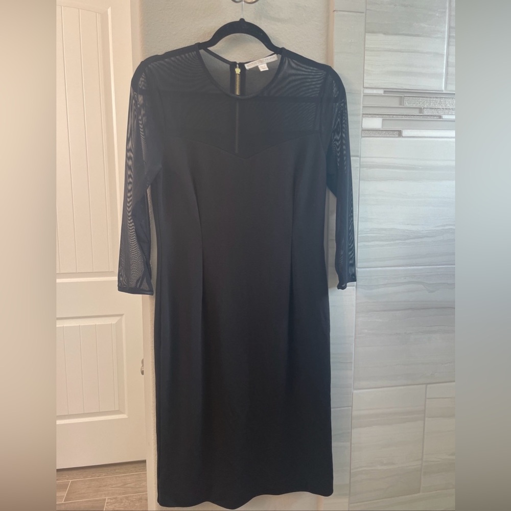Boston Proper Black 3/4 Sleeve Stretchy Sheath Midi Women’s Dress Size 14